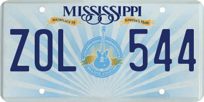 MS license plate ZOL544