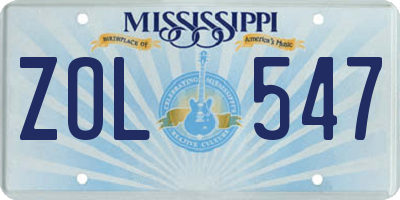 MS license plate ZOL547