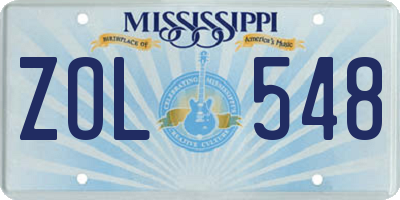 MS license plate ZOL548