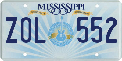 MS license plate ZOL552