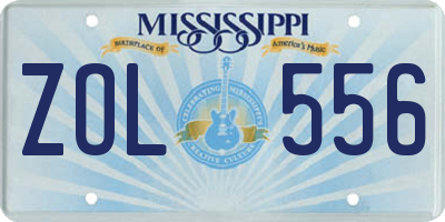 MS license plate ZOL556