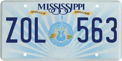 MS license plate ZOL563