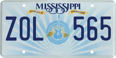 MS license plate ZOL565