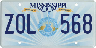MS license plate ZOL568
