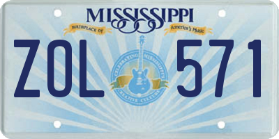 MS license plate ZOL571