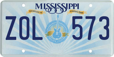 MS license plate ZOL573