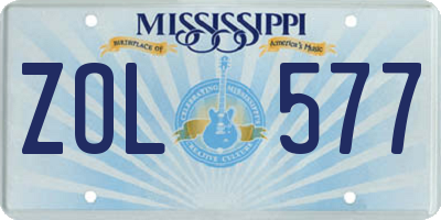 MS license plate ZOL577
