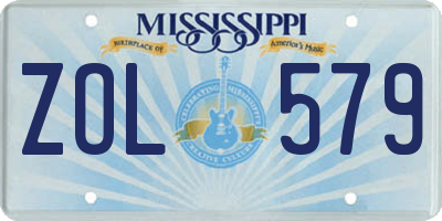 MS license plate ZOL579