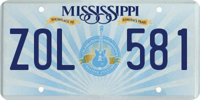 MS license plate ZOL581