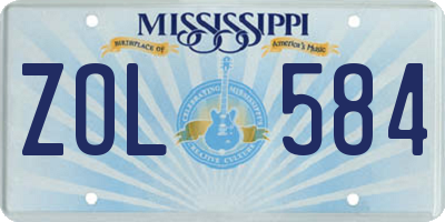 MS license plate ZOL584