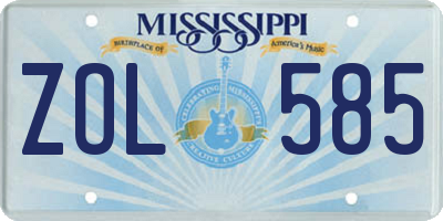 MS license plate ZOL585