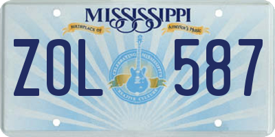 MS license plate ZOL587