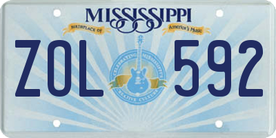 MS license plate ZOL592