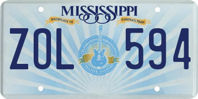 MS license plate ZOL594
