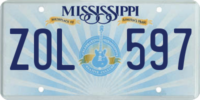 MS license plate ZOL597