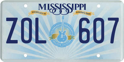 MS license plate ZOL607
