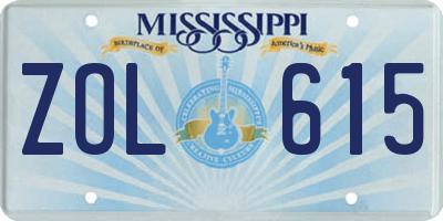 MS license plate ZOL615