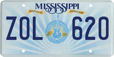 MS license plate ZOL620