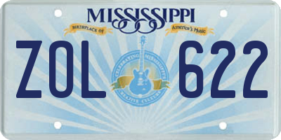 MS license plate ZOL622