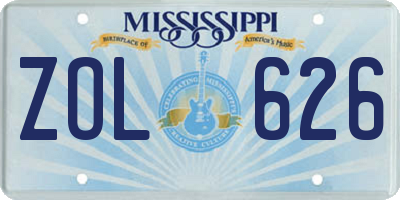 MS license plate ZOL626