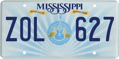 MS license plate ZOL627
