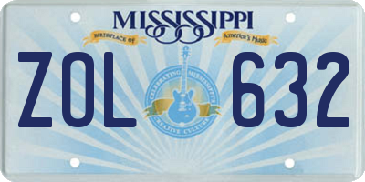 MS license plate ZOL632