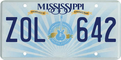 MS license plate ZOL642