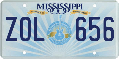 MS license plate ZOL656