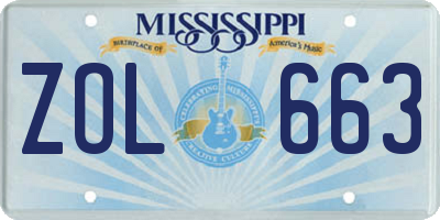 MS license plate ZOL663