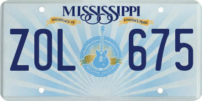 MS license plate ZOL675