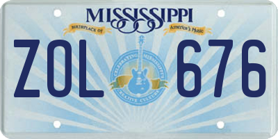 MS license plate ZOL676