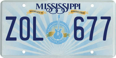 MS license plate ZOL677