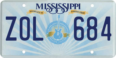 MS license plate ZOL684