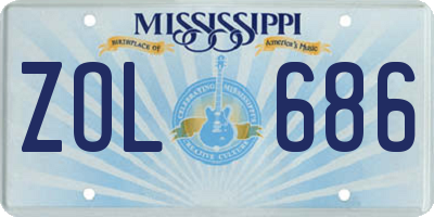 MS license plate ZOL686