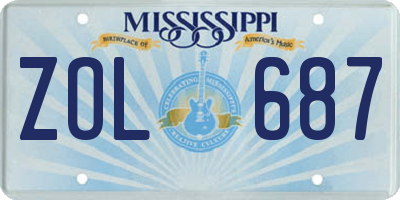MS license plate ZOL687