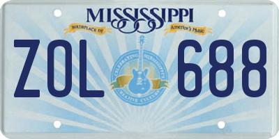 MS license plate ZOL688