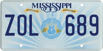 MS license plate ZOL689