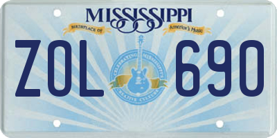 MS license plate ZOL690
