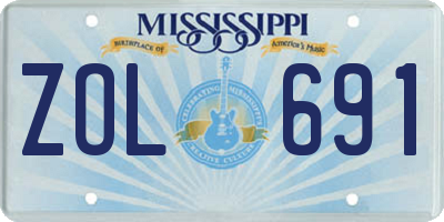 MS license plate ZOL691