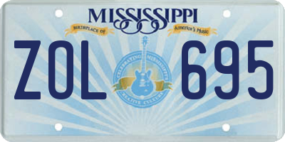 MS license plate ZOL695