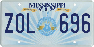 MS license plate ZOL696