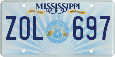 MS license plate ZOL697