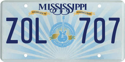 MS license plate ZOL707