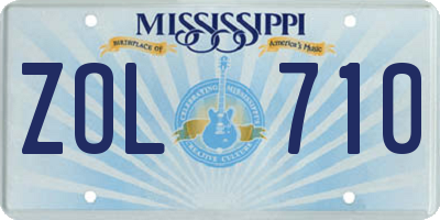 MS license plate ZOL710