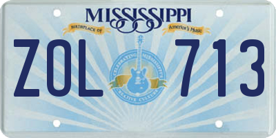 MS license plate ZOL713