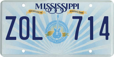 MS license plate ZOL714