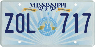 MS license plate ZOL717