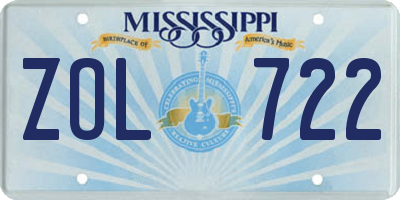 MS license plate ZOL722
