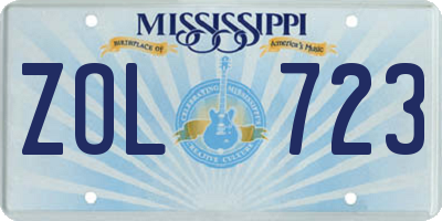 MS license plate ZOL723