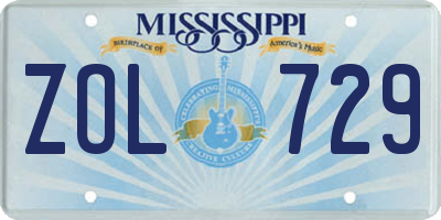 MS license plate ZOL729